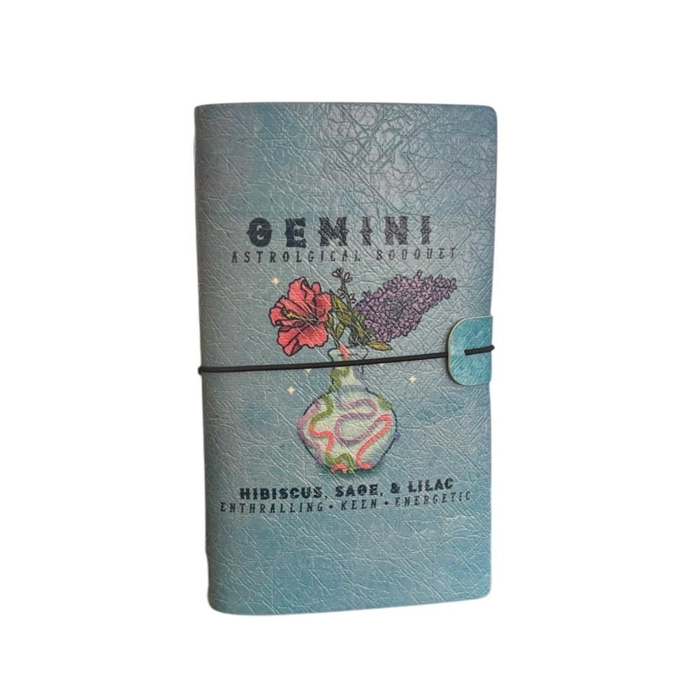 Travelers Notebook Journal Refillable Faux Leather A3 Zodiac Gemini Blue
